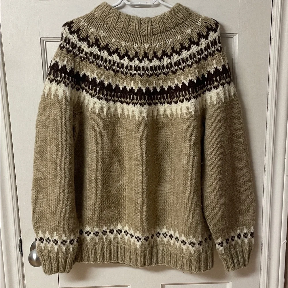Handmade wool knit fair isle unisex sweater men’s size medium women’s large - Picture 5 of 15